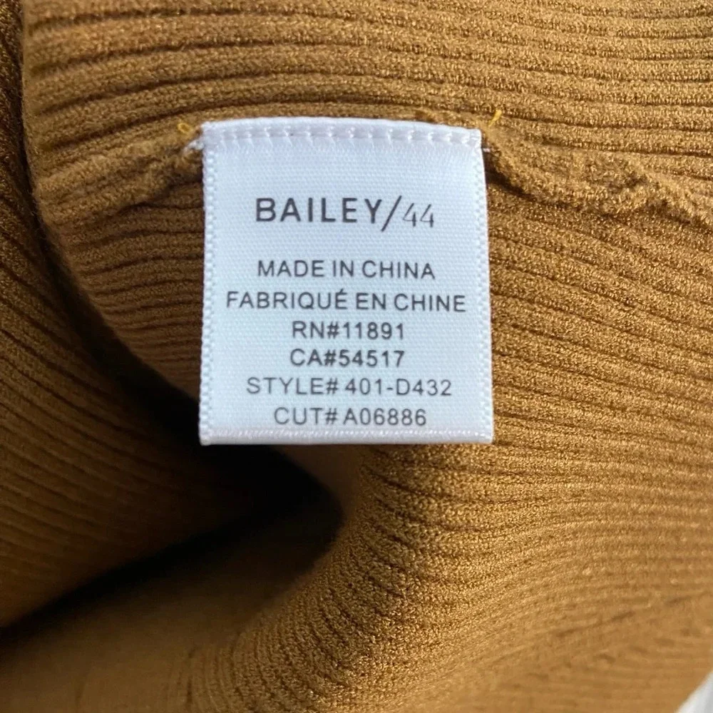 Bailey 44 Camel Off Shoulder Top L Long Sleeve Ribbed Stretch Casual NWT - Picture 7 of 8